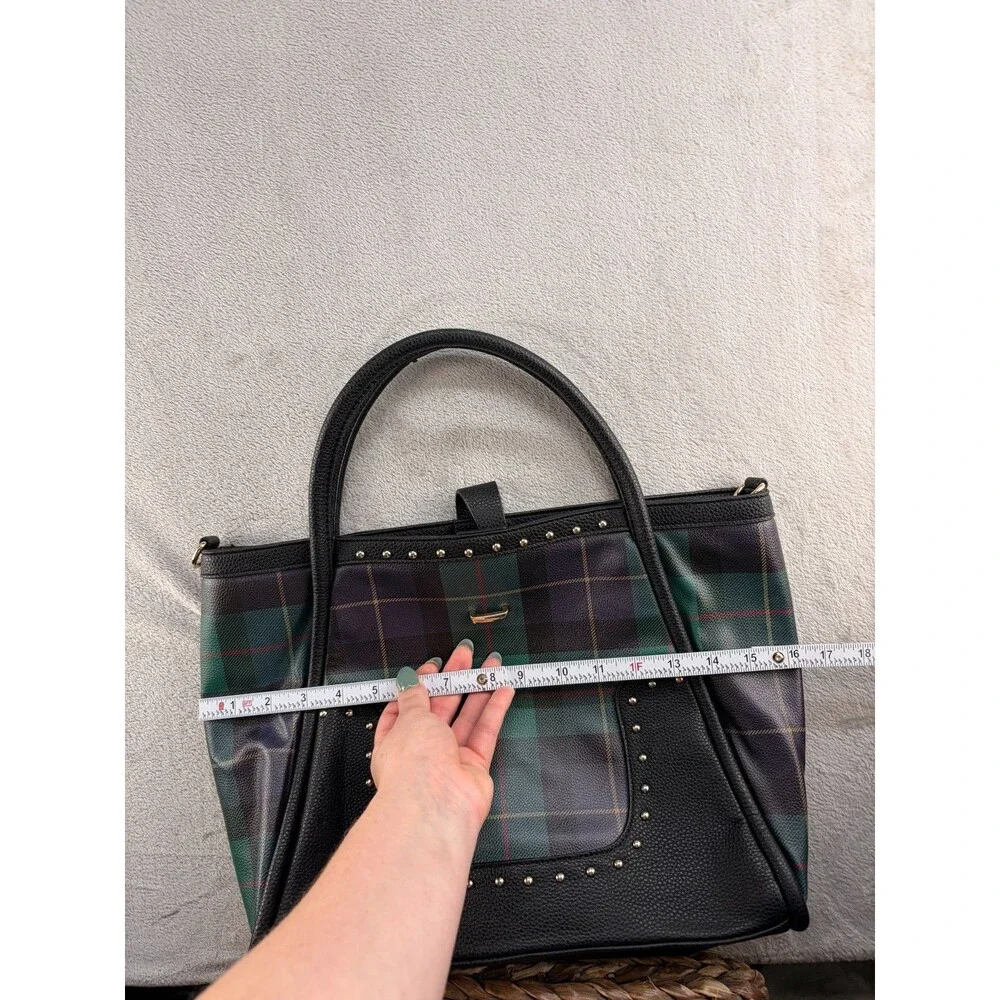 Cato Plaid Tote Bag Green Black Fall Winter All Man Made Material